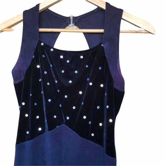 Vintage polyester/spandex jumpsuit in midnight blue with sequins - Picture 4 of 4